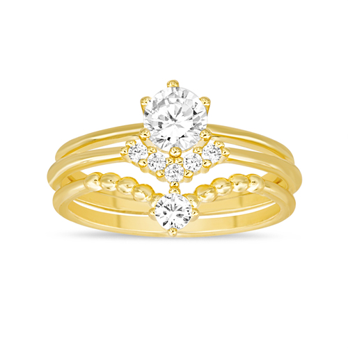 Anillo triple, solitario, amarillo