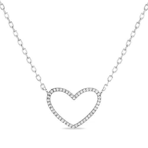 Conjunto corazon contorno piedras blancas
