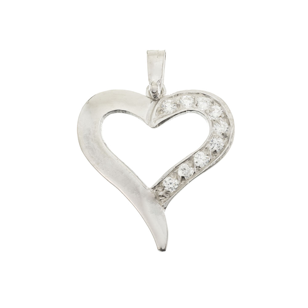 Colgante corazon con piedras blancas