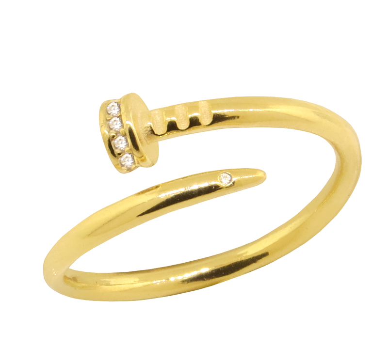 Anillo clavo amarillo con piedras