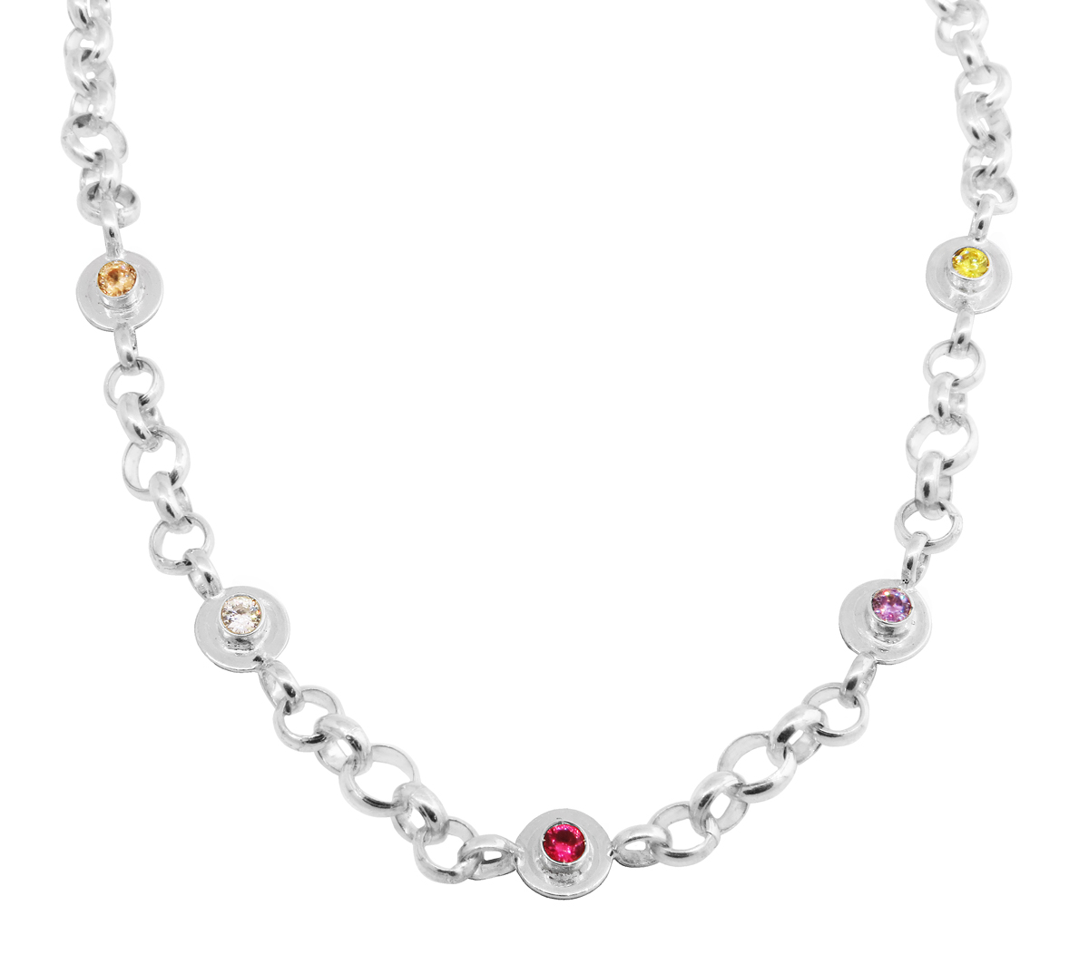 Gargantilla rolo con circulos, multicolor ( precio x 45 cm )
