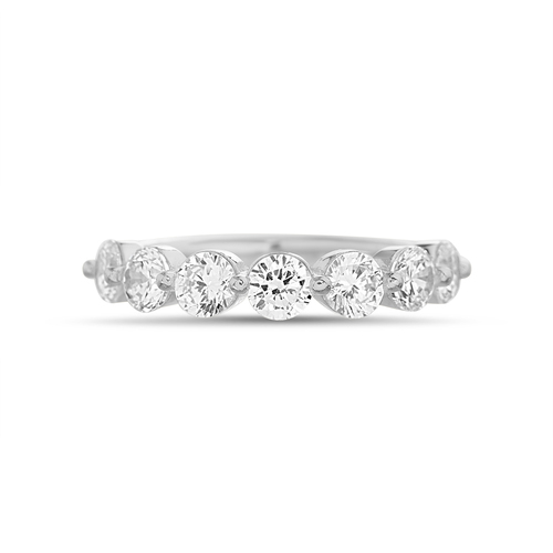 Anillo sin fin, piedras redondas grandes adelante y doble fila pavee atras