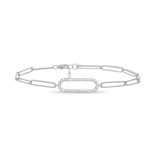 Pulsera eslabones alargados, con piedras en el centro
