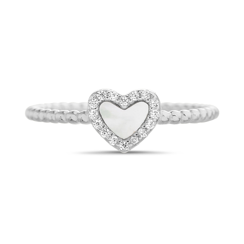 Anillo corazon nacar con piedras alrededor