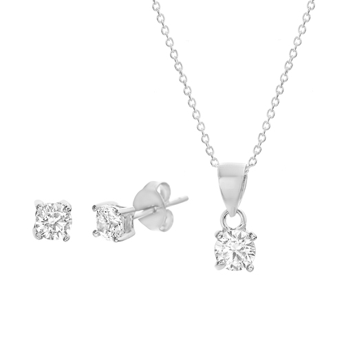 Conjunto y par aros solitario