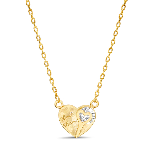 Conjunto corazon con llave, amarillo. (Sin frase, todo pulido)
