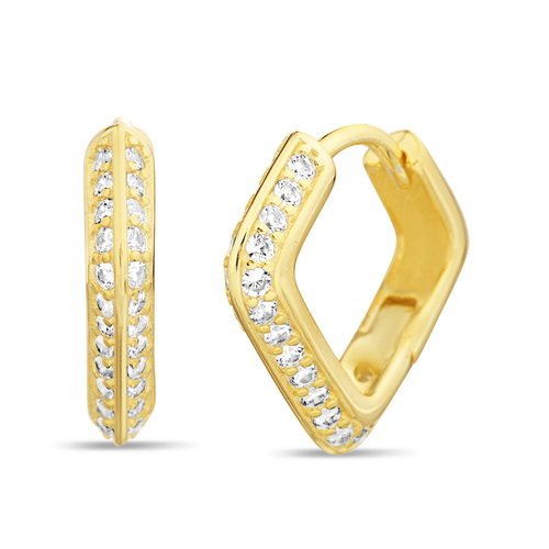 Aros argollita, rombo, amarillo, con piedras