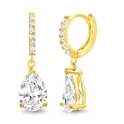 Par aros argollita con gota colgante, amarillos