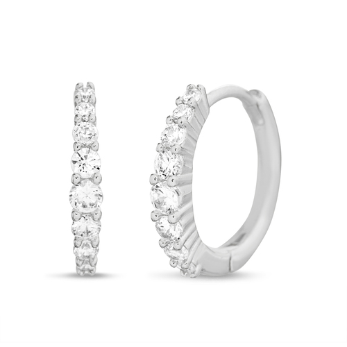 Par aros argollitas, piedras distintos tama&ntilde;os, blancas