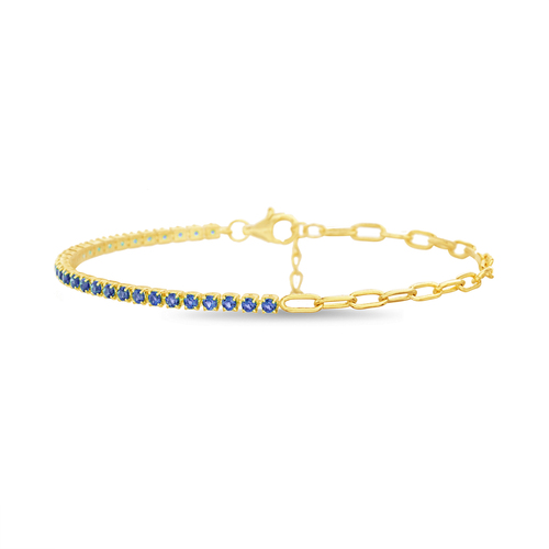 Pulsera amarilla, mitad tenis, mitad eslabonada