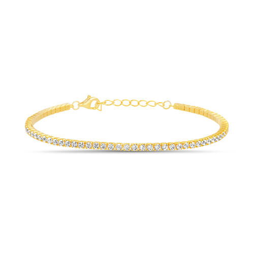 Pulsera tenis amarilla , piedras blancas, mosqueton