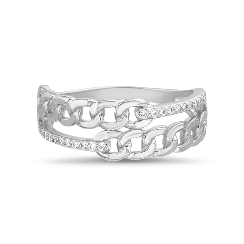 Anillo doble, eslabonado y piedras