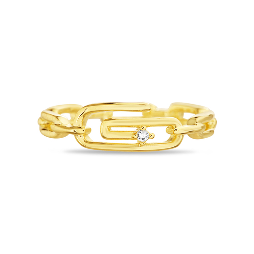 Anillo clip con piedra, eslabonado, amarillo