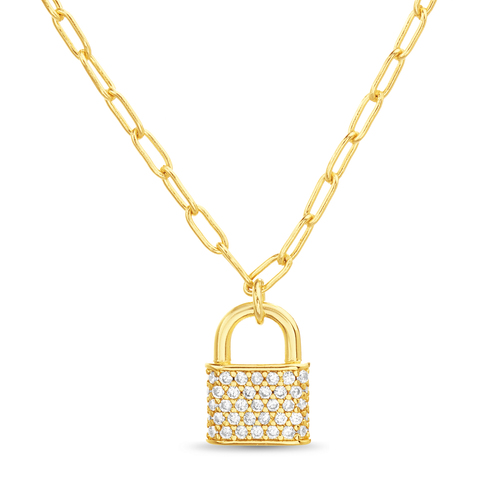 Conjunto amarillo candado con piedras