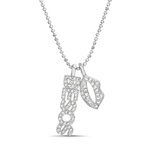Conjunto besos, boca, con piedras , cadena bolitas