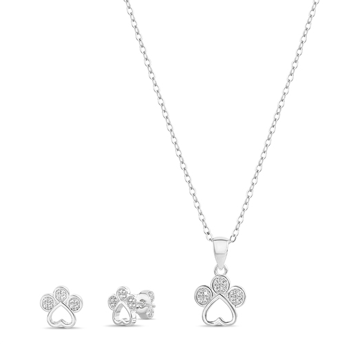 Conjunto y par aros huellita con piedras