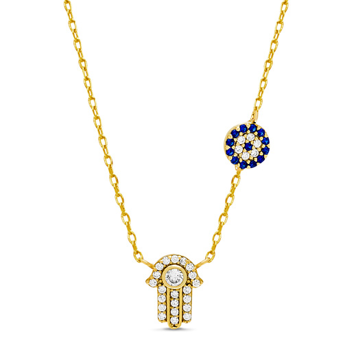 Conjunto manito pavee y ojito en cadena, amarillo