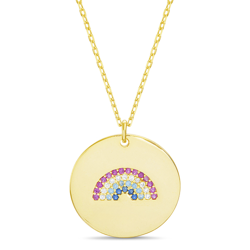 Conjunto medalla amarilla con arcoiris
