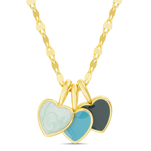Conjunto amarillo triple corazon esmaltado