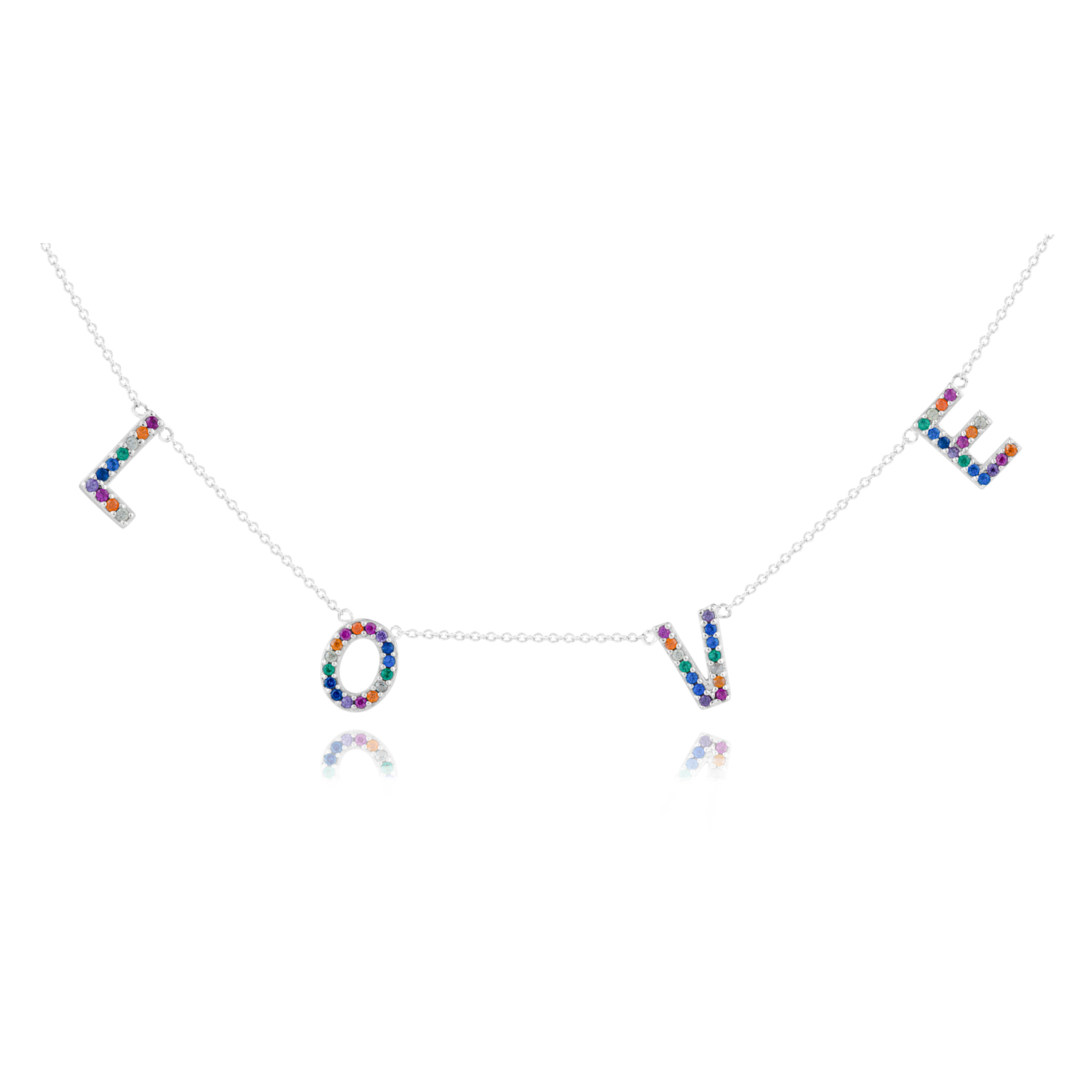 Conjunto Love con piedras multicolor