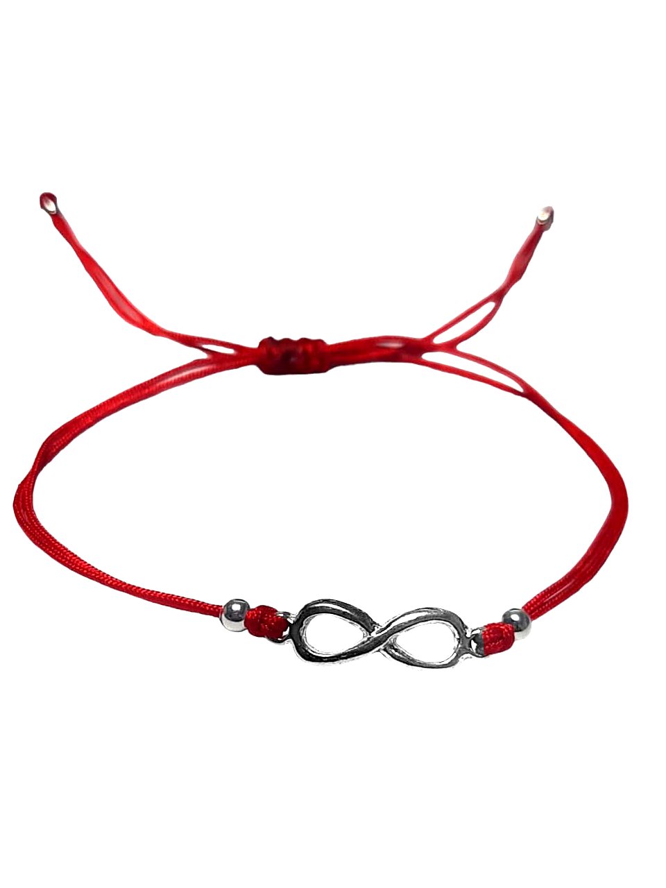 Pulsera infinito, tiento rojo, bolitas, ajustable