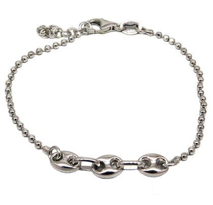 Pulsera finita bolitas con eslabones al centro