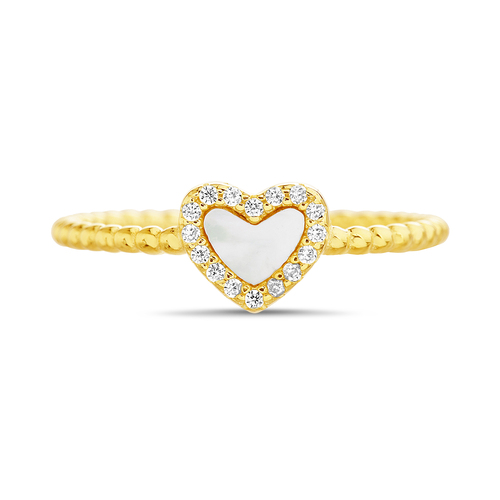 Anillo corazon nacar con piedras alrededor, amarillo