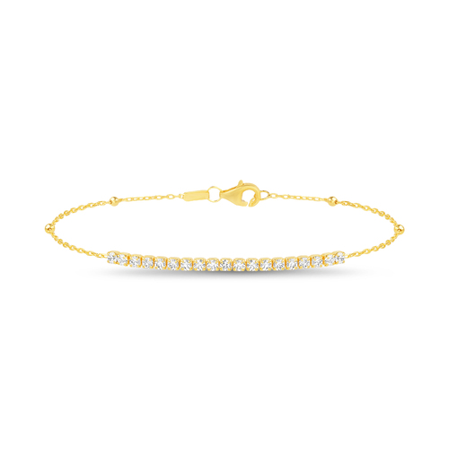 Pulsera con barrita de piedras y bolitas, amarilla