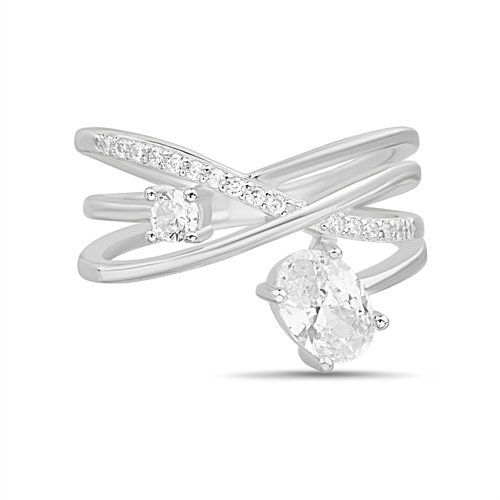 Anillo piedra ovalada, tiras cruzadas