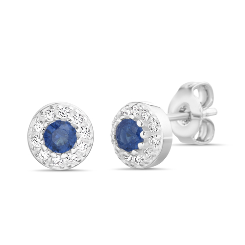 Par aros circulo pavee, piedras blancas y azules