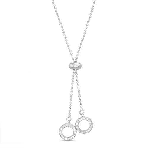 Corbatero doble circulo con piedras, cadena de bolitas