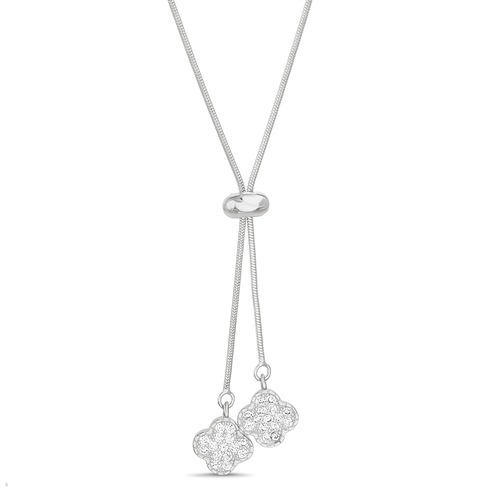 Corbatero doble trebol con piedras, cadena tubito