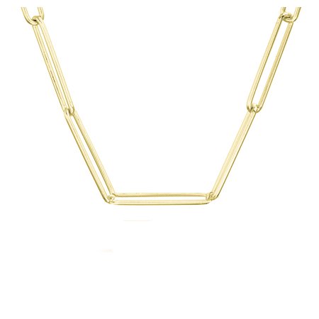 Cadena paper clip amarilla ( Precio x 40 cm ).
Tambien viene x 45 y 50 cm ( aclarar el largo )