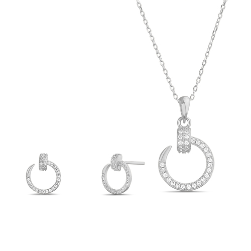 Set conjunto y par aros clavo pavee