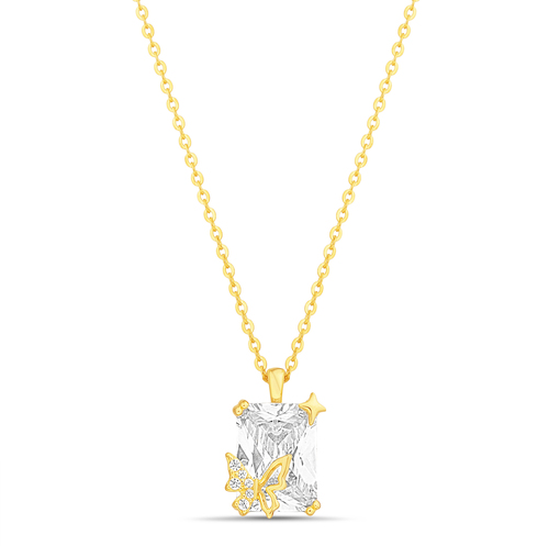 Conjunto piedra baguette con mariposa, amarillo