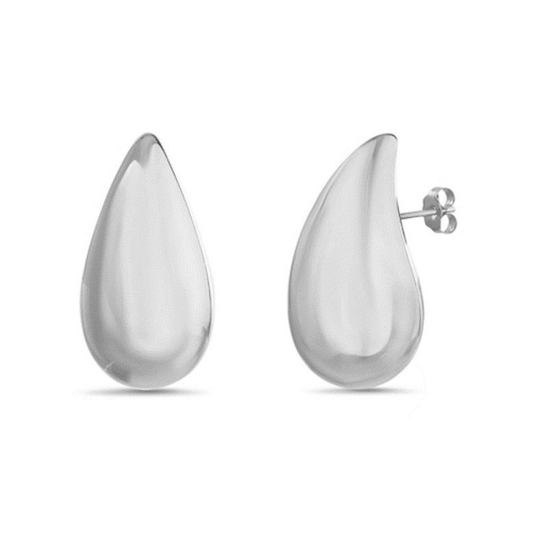 Par aros drop medianos blancos. Tamaño : 14.5 x 25mm