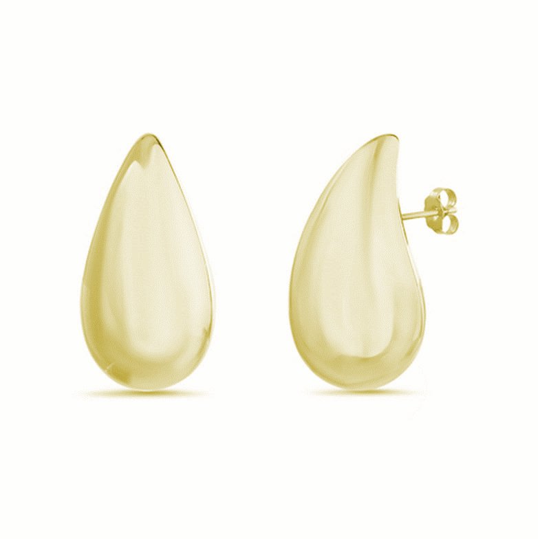 Par aros drop medianos dorados. Tamaño : 14.5 x 25mm