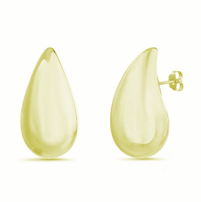 Par aros drop grandes dorados. Tamaño : 17 x 30.5 mm
