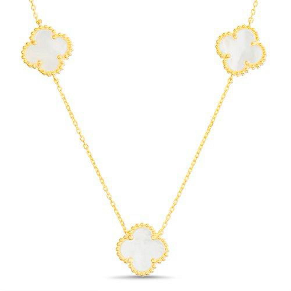 Conjunto 5 trebol dorado con nacar Largo 45 cm