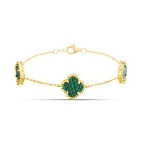Pulsera trebol dorado con verde