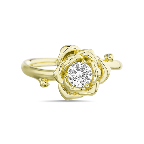 Anillo flor con piedra, amarillo