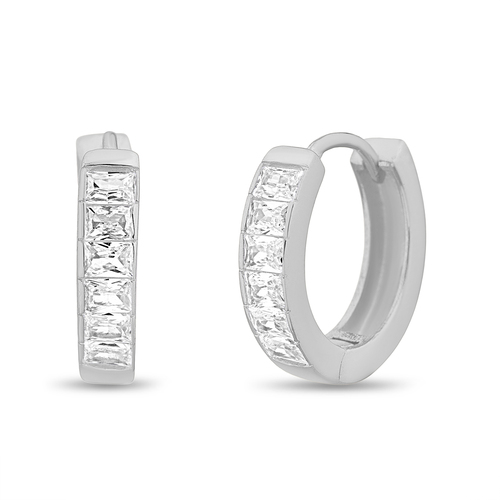 Par aros argollita con piedras baguettes. Diametro interno 12 mm