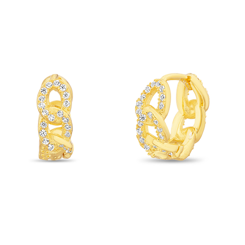 Par aros cuban link, chicos, amarillos. Diametro interno: 7 mm