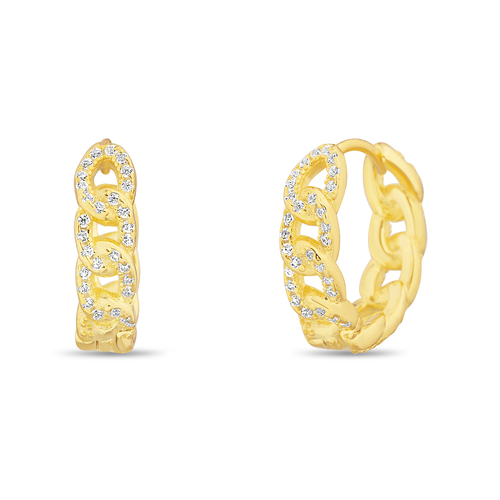 Par aros cuban link, medianos, amarillos. Diametro interno: 11 mm