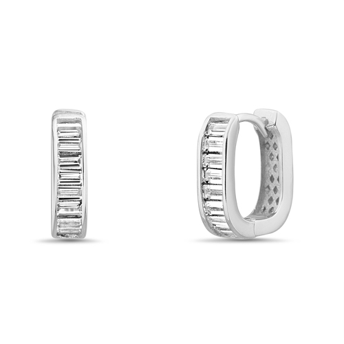 Par aros argollas ovaladas con piedras baguettes