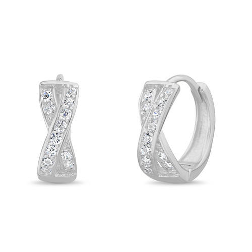 Par aros argolla cruzados con piedras, blancos