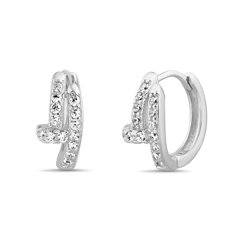 Par aros argolla clavo con piedras, blancos