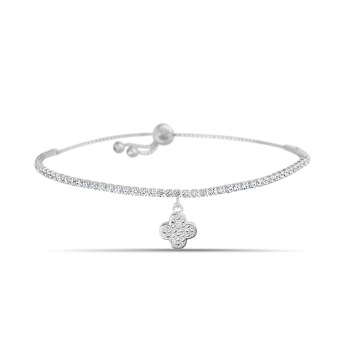 Pulsera ajustable trebol colgante con piedras
