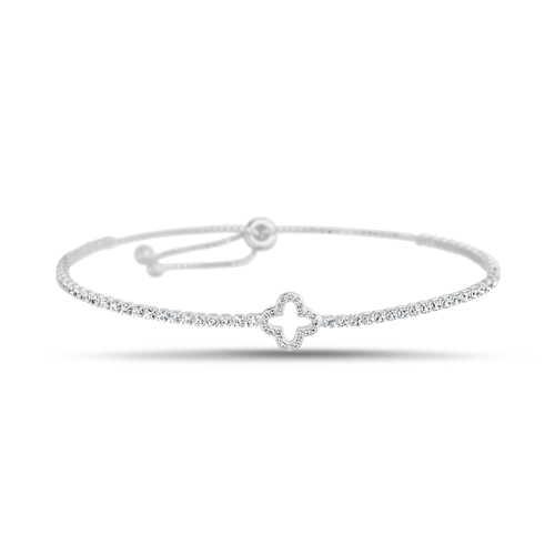 Pulsera ajustable, trebol, con piedras