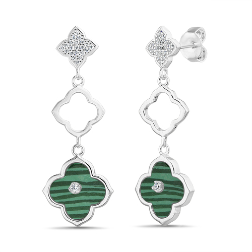 Par aros Trebol colgantes con verde